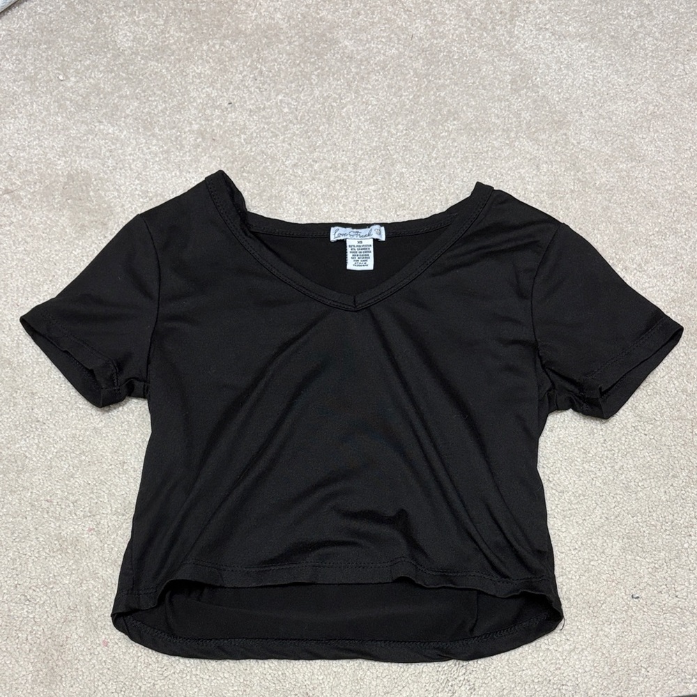Black V-Neck Women's Top
